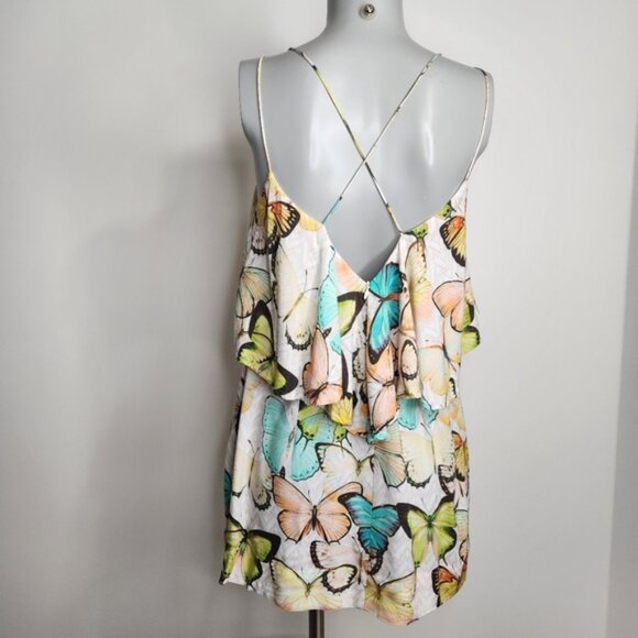 Farm Rio Butterfly Print Ruffle Bodice Thin Strap Mini Dress Size S - Picture 5 of 16